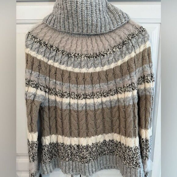 LOFT Fair Isle Turtleneck Cable Sweater Size M - Picture 3 of 4